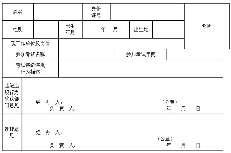 个人诚信失信记录单 